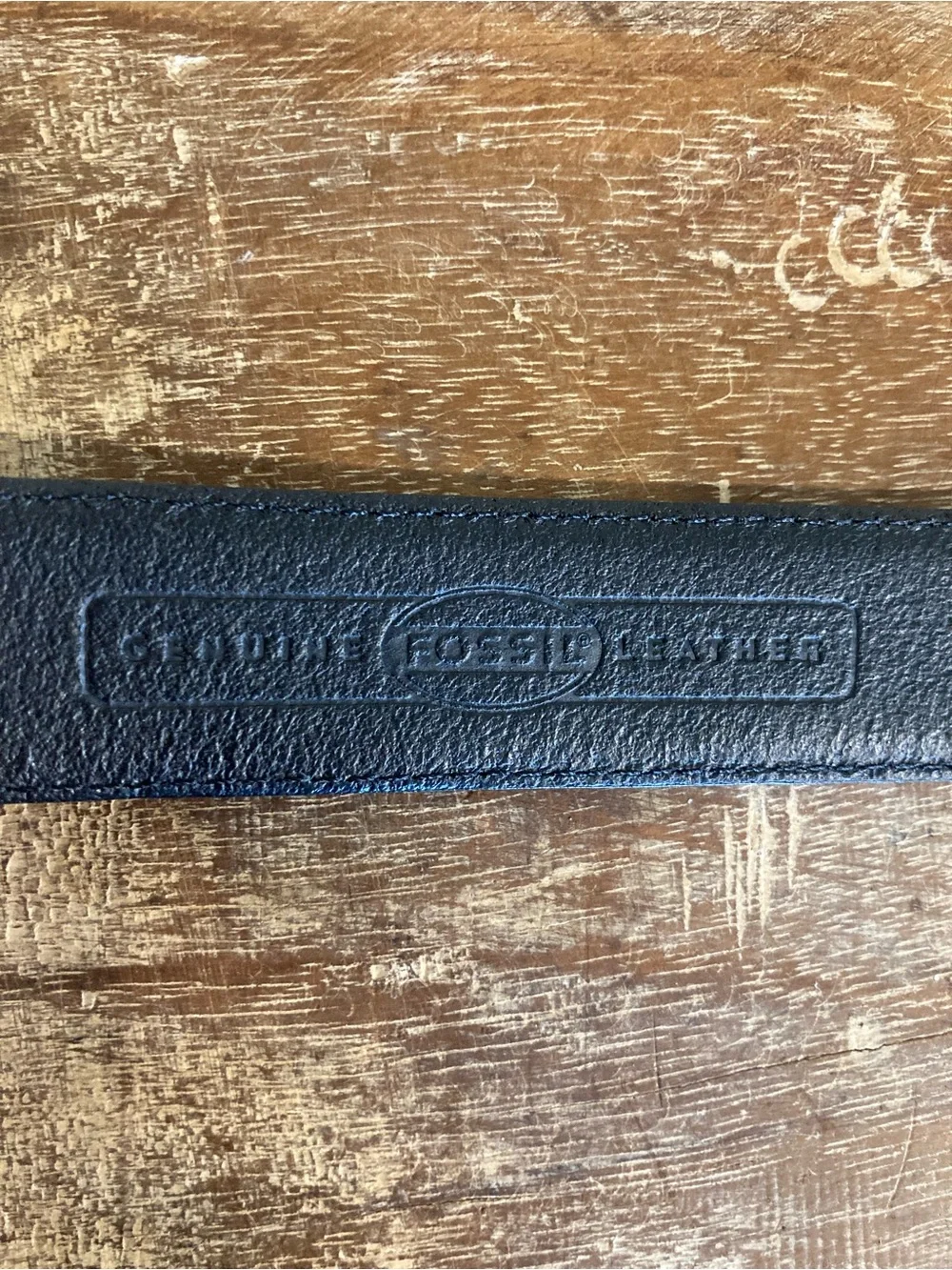 Fossil Black Leather Western-Style Belt with Silver-Tone Heart Accents